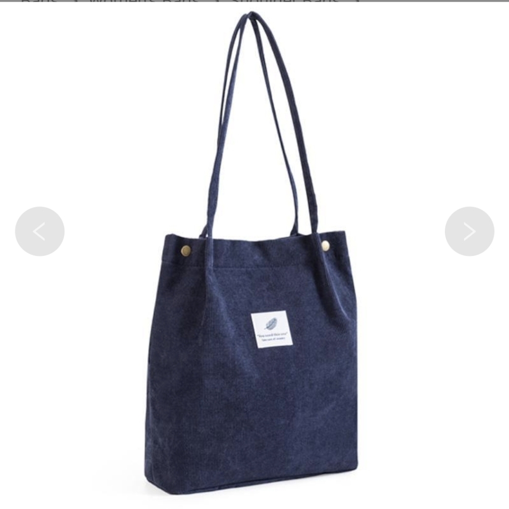 Navy Blue Courderoy Tote Bag